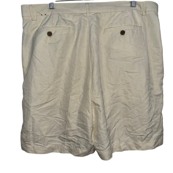 La Cabana Mens Pleated Cream Shorts Size 40 Rayon/Polyester Blend - Picture 6 of 8